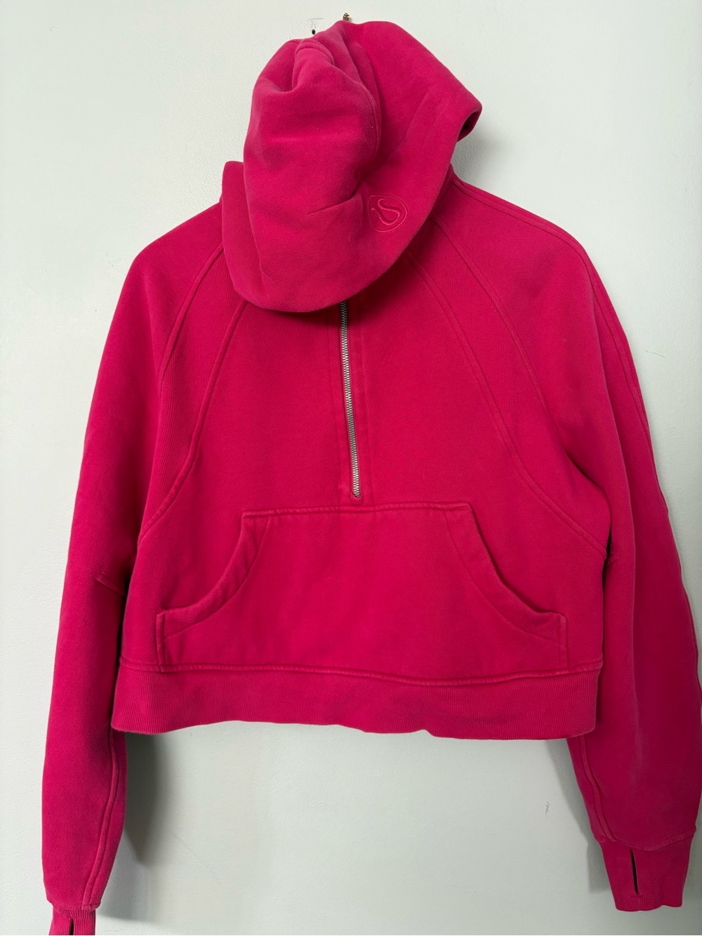 lululemon athletica Hot Pink Half-Zip Hooded Cropped Sweatshirt